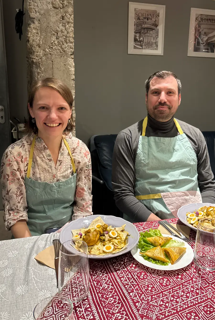 A comfort moment, food and people.