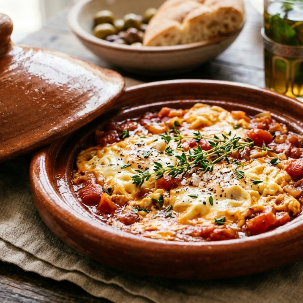 Moroccan omelette with Slow-cooked Tomatoes